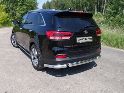 Защита задняя овальные уголки 75х42 мм ТСС для Kia Sorento Prime 2015-2017