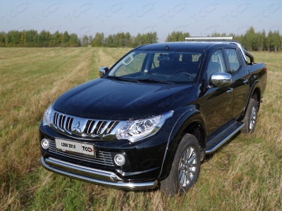 Защита кузова пикапа и заднего стекла с фарой 76 мм ТСС для Mitsubishi L200 2015-2019