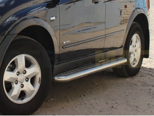 Пороги с площадкой алюминиевый лист 60 мм для Ssang Yong Actyon № SSA_2