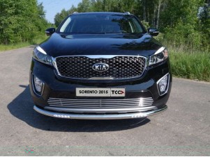 Защита переднего бампера с ДХО 60 мм для Kia Sorento Prime № KIASOR15-04