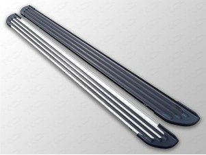 Пороги алюминиевые Slim Line Black для Hyundai Santa Fe № HYUNSF11-14B