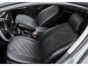 Чехлы Rival экокожа черные Ромб на спинку 40/60 для Nissan Qashqai № SC.4102.2